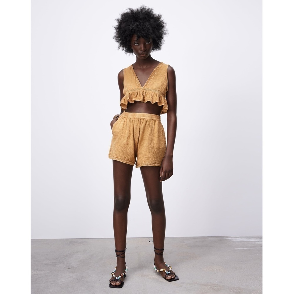 Zara Casual Pull-On Textured Shorts Size XS